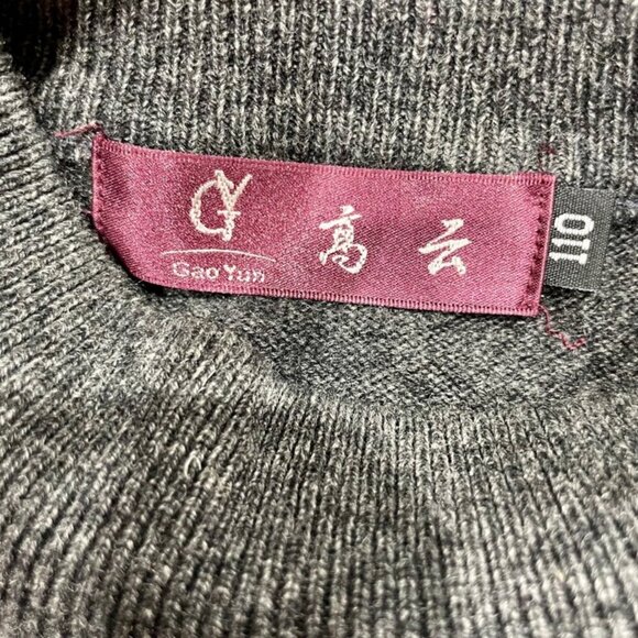 GAO YUN XIANG CASHMERE SWEATER SZ M GRANDPA ARGYLE MOCK NECK DARK ACADEMIA - Picture 6 of 16